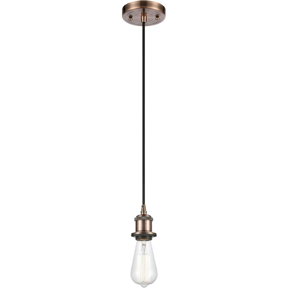 Innovations Lighting 516-1P-AC Ballston Bare Bulb 1 Light 5 inch Antique Copper Mini Pendant Ceiling Light, Ballston