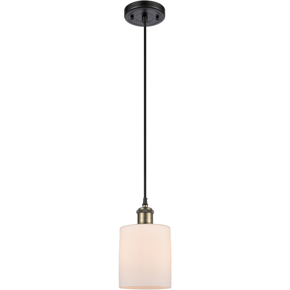Innovations Lighting 516-1P-BAB-G111 Ballston Cobbleskill 1 Light 5 inch Black Antique Brass Mini Pendant Ceiling Light in Matte White Glass, Ballston