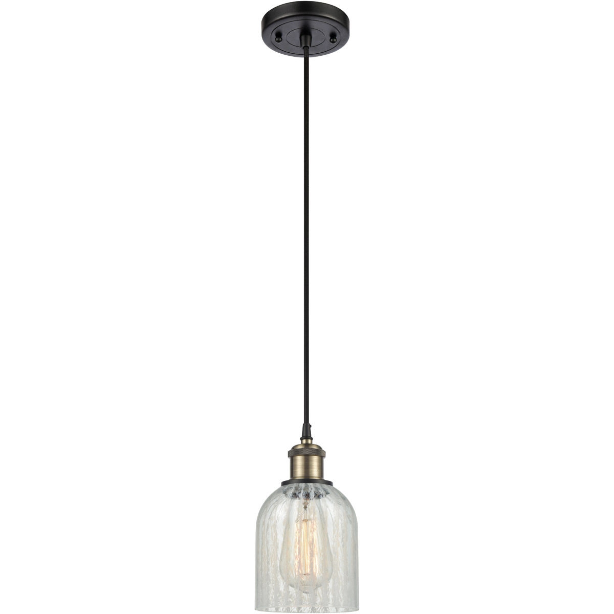 Innovations Lighting 516-1P-BAB-G2511 Ballston Caledonia 1 Light 5 inch Black Antique Brass Mini Pendant Ceiling Light in Mouchette Glass, Ballston