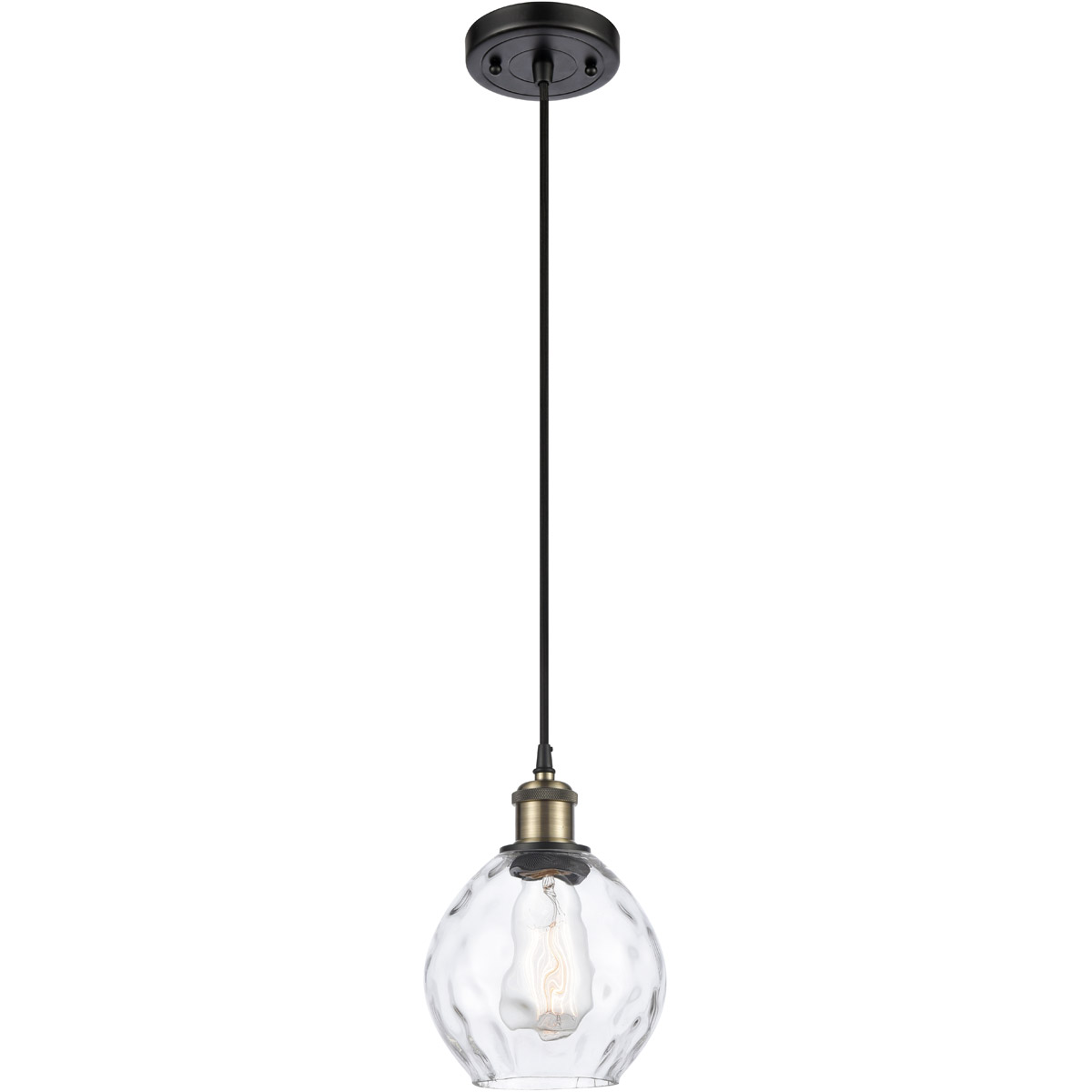 Innovations Lighting 516-1P-BAB-G362-LED Ballston Small Waverly LED 6 inch Black Antique Brass Mini Pendant Ceiling Light in Black Textured, Ballston