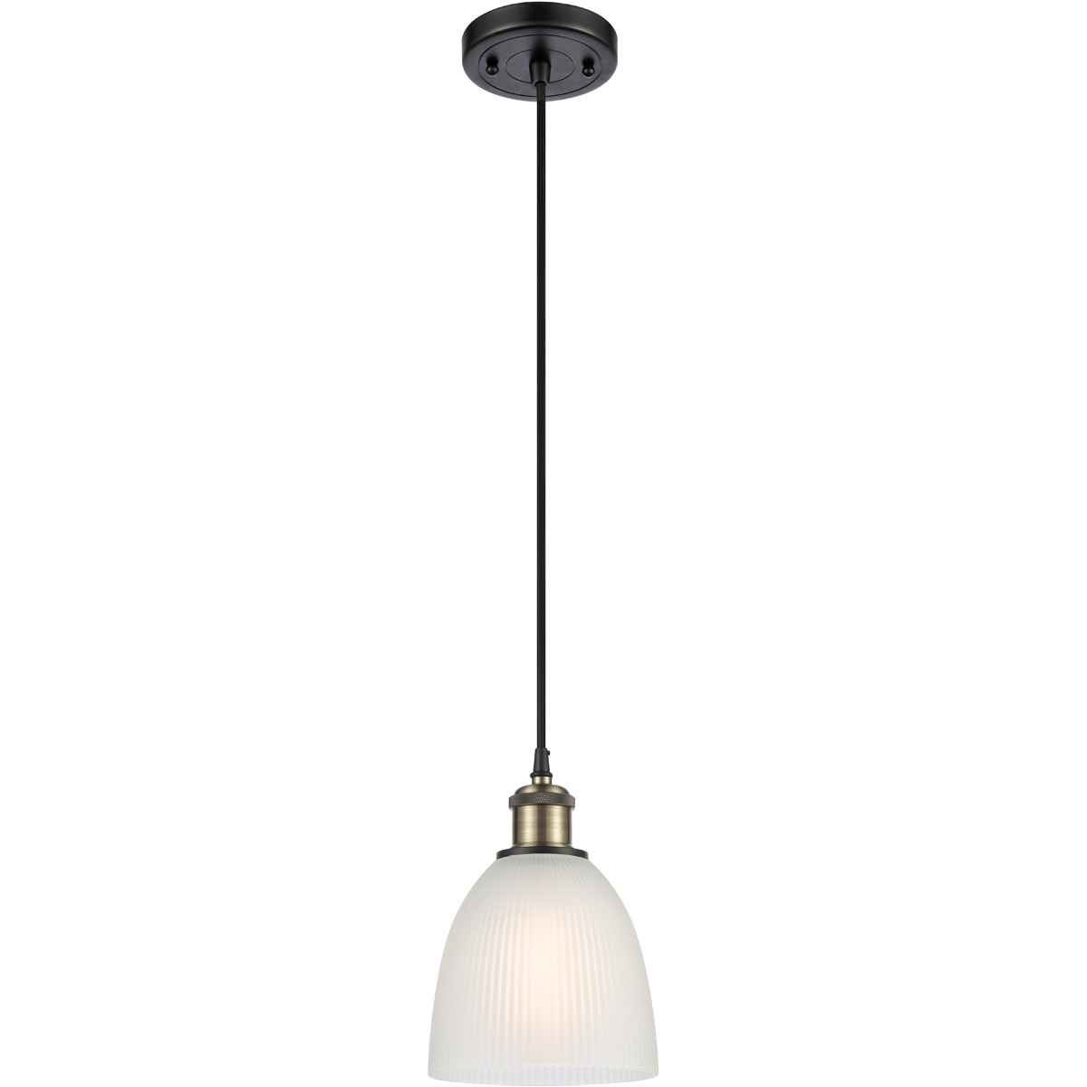 Innovations Lighting 516-1P-BAB-G381-LED Ballston Castile LED 6 inch Black Antique Brass Mini Pendant Ceiling Light in White Glass, Black Textured, Ba