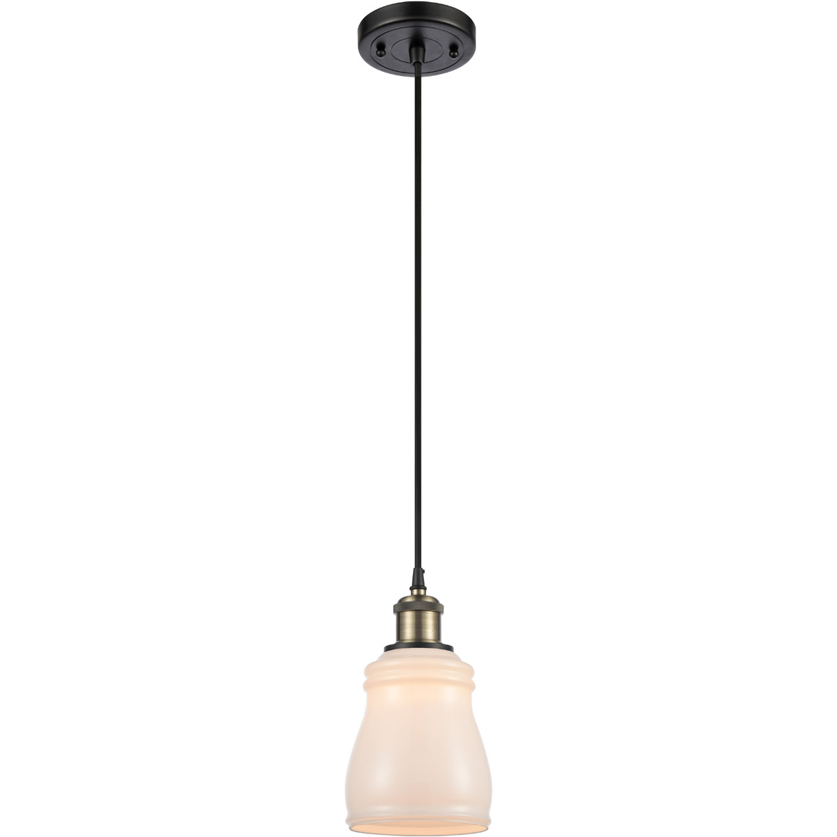 Innovations Lighting 516-1P-BAB-G391 Ballston Ellery 1 Light 5 inch Black Antique Brass Mini Pendant Ceiling Light in White Glass, Ballston