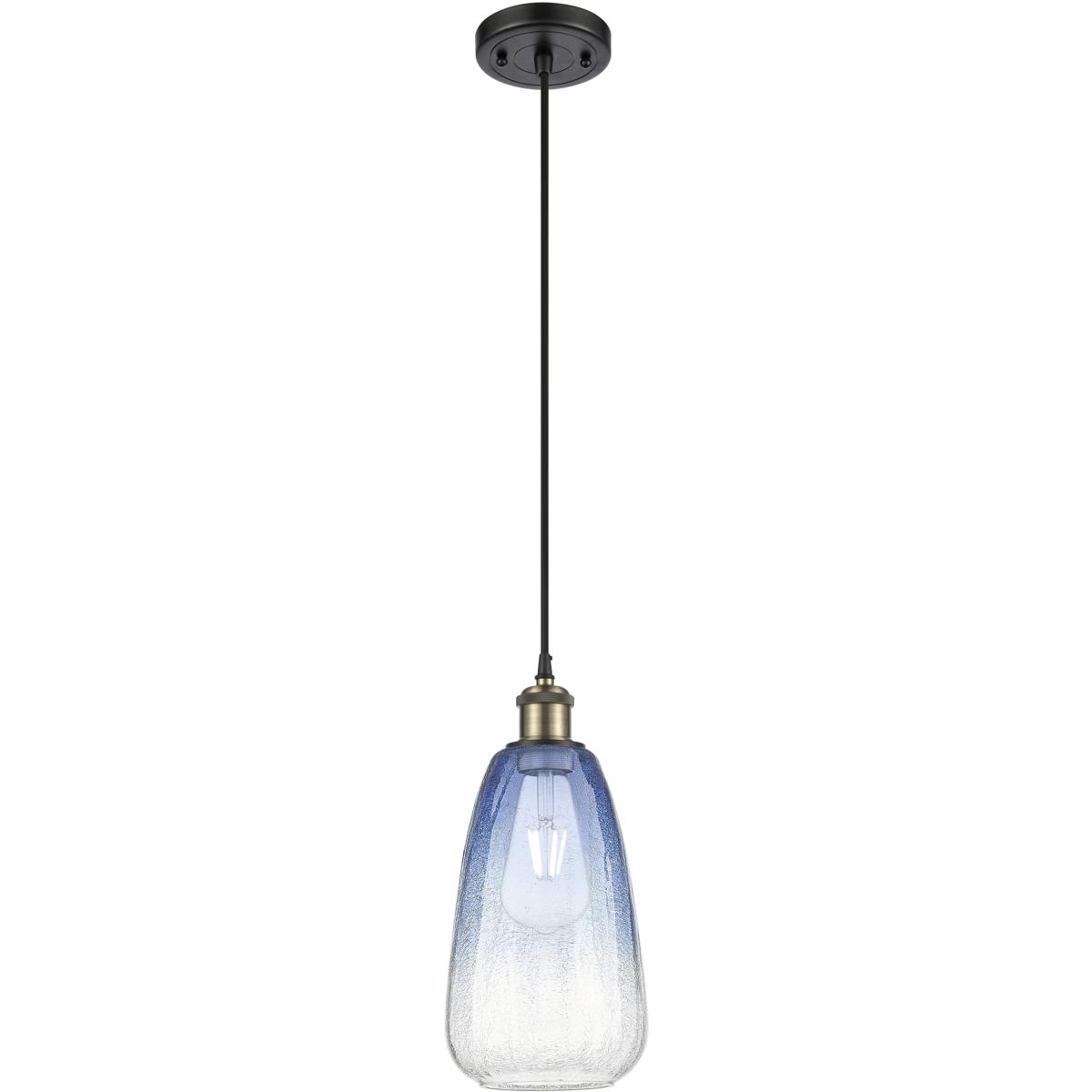 Innovations Lighting 516-1P-BAB-G480-6SB Ballston Brookhaven Almond 1 Light 6 inch Black Antique Brass Mini Pendant Ceiling Light in Sapphire Blue Gla