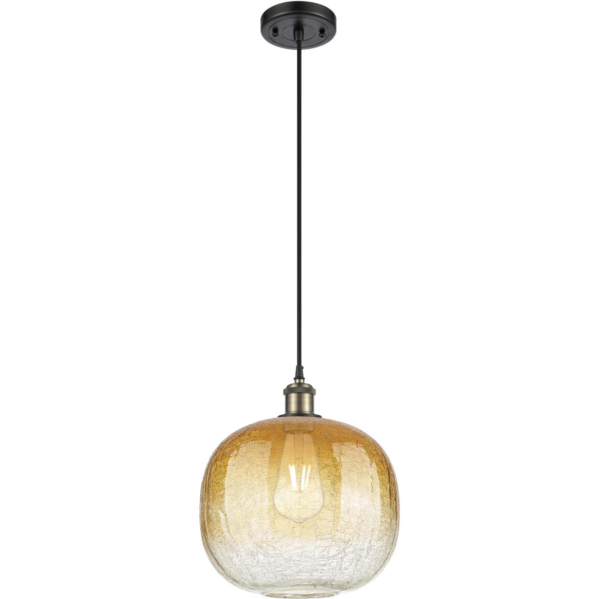 Innovations Lighting 516-1P-BAB-G481-10AM Ballston Brookhaven Sphere 1 Light 10.5 inch Black Antique Brass Mini Pendant Ceiling Light in Amber Glass