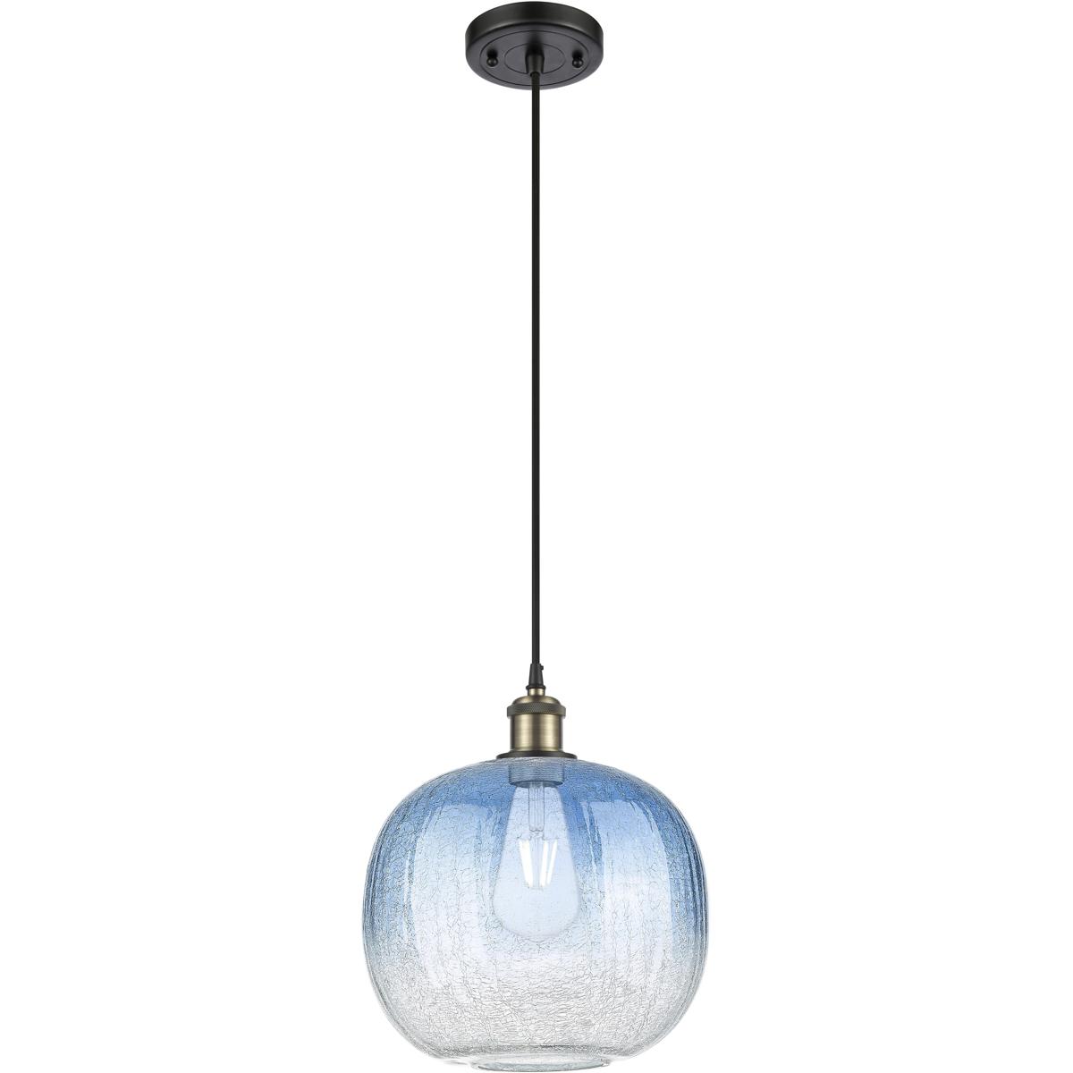Innovations Lighting 516-1P-BAB-G481-10SB Ballston Brookhaven Sphere 1 Light 10.5 inch Black Antique Brass Mini Pendant Ceiling Light in Sapphire Blue