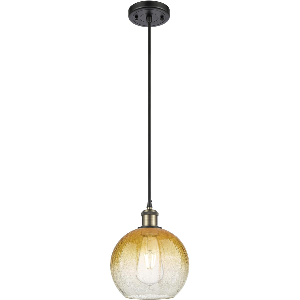 Innovations Lighting 516-1P-BAB-G483-8AM Ballston Brookhaven Globe 1 Light 7.88 inch Black Antique Brass Mini Pendant Ceiling Light in Amber Glass