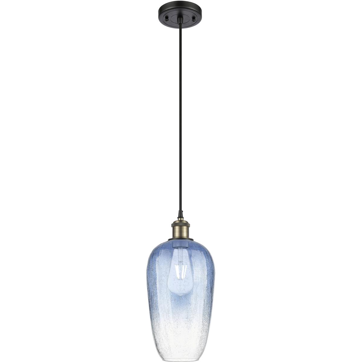 Innovations Lighting 516-1P-BAB-G484-7SB Ballston Brookhaven Flute 1 Light 7 inch Black Antique Brass Mini Pendant Ceiling Light in Sapphire Blue Glas