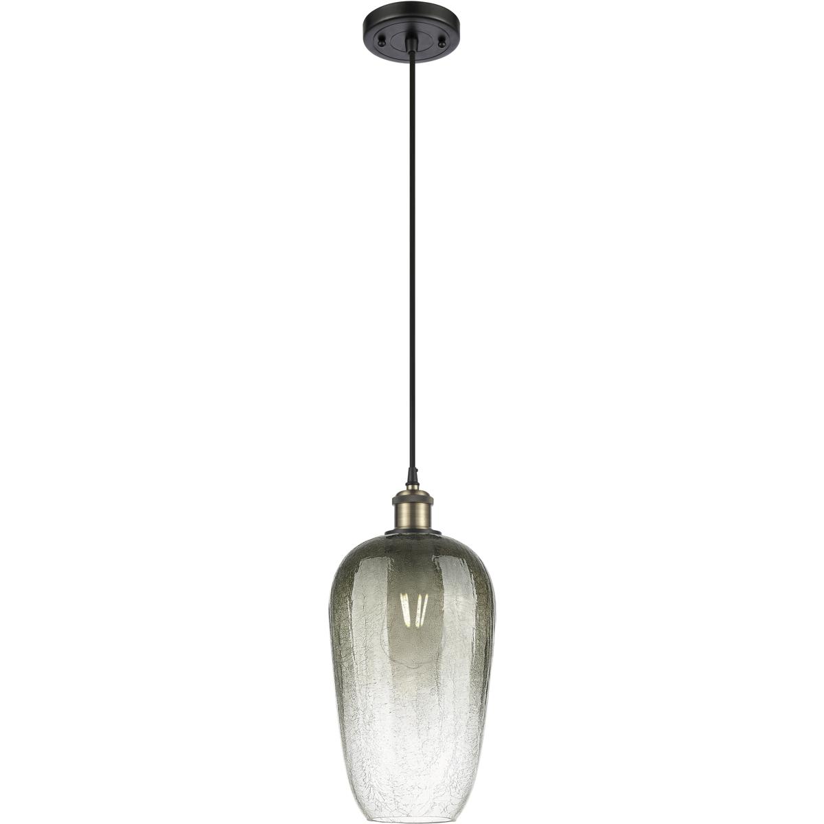 Innovations Lighting 516-1P-BAB-G484-7SL Ballston Brookhaven Flute 1 Light 7 inch Black Antique Brass Mini Pendant Ceiling Light in Slate Glass