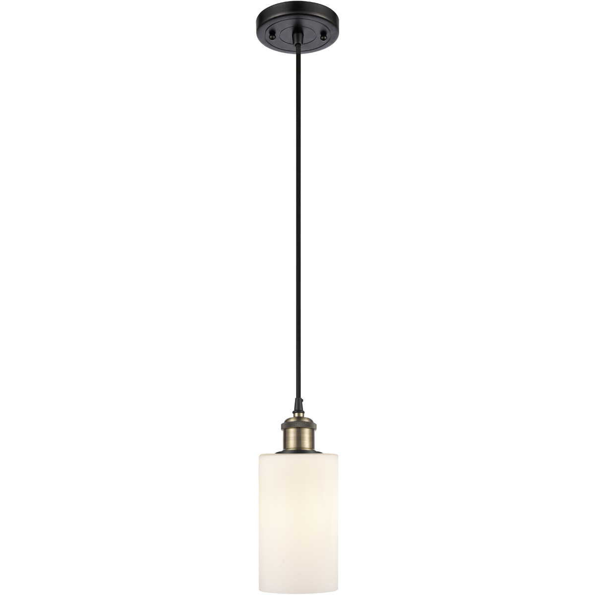 Innovations Lighting 516-1P-BAB-G801 Ballston Clymer 1 Light 4 inch Black Antique Brass Mini Pendant Ceiling Light in Matte White Glass, Ballston