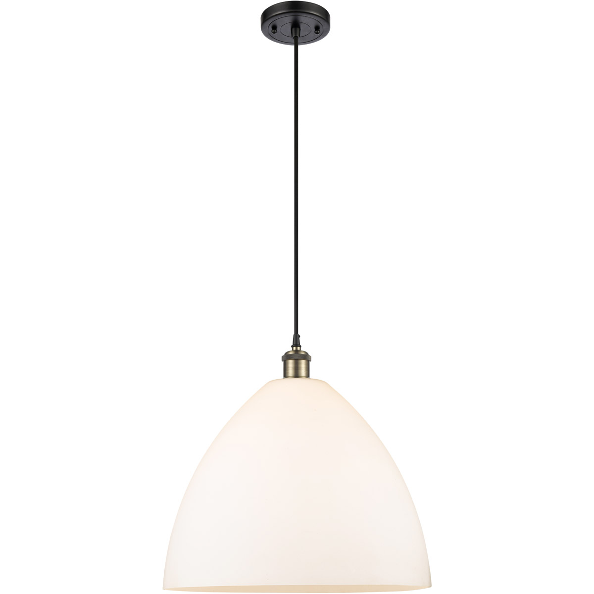 Innovations Lighting 516-1P-BAB-GBD-161 Ballston Dome 1 Light 16 inch Black Antique Brass Pendant Ceiling Light in Matte White Glass, Black Textured