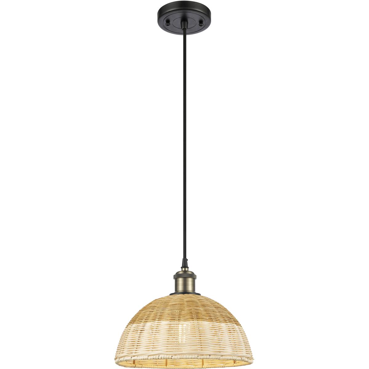 Innovations Lighting 516-1P-BAB-NBD2-12-NAT Ballston Bristol Natural II 1 Light 11.75 inch Black Antique Brass Mini Pendant Ceiling Light