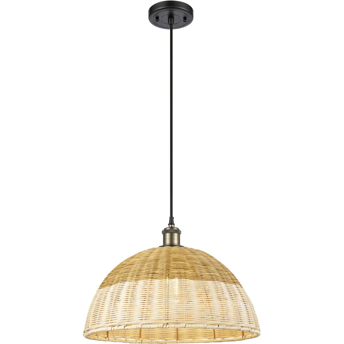 Innovations Lighting 516-1P-BAB-NBD2-16-NAT Ballston Bristol Natural II 1 Light 15.75 inch Black Antique Brass Mini Pendant Ceiling Light