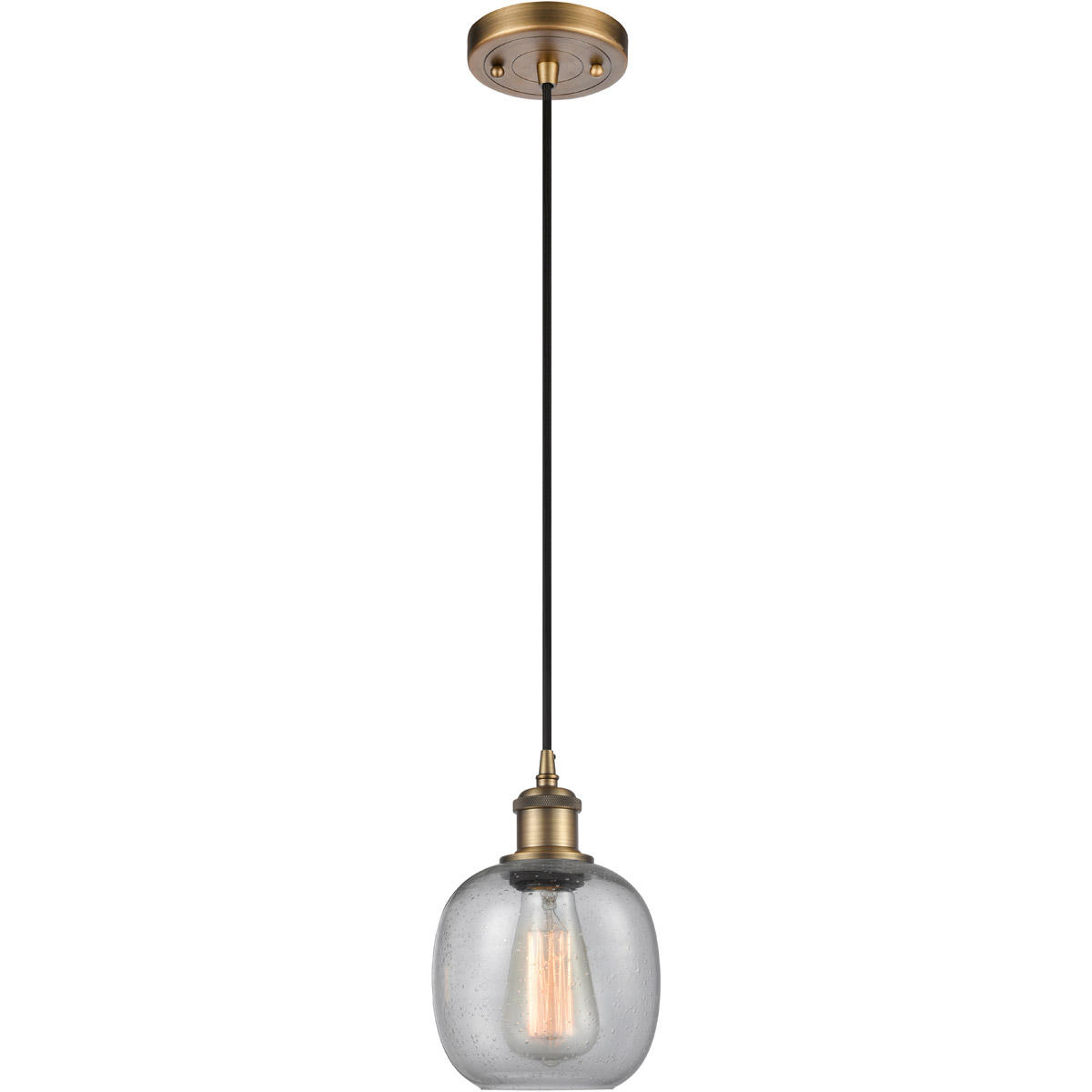 Innovations Lighting 516-1P-BB-G104 Ballston Belfast 1 Light 6 inch Brushed Brass Mini Pendant Ceiling Light in Seedy Glass, Ballston