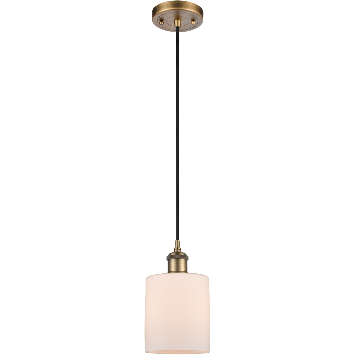 Innovations Lighting 516-1P-BB-G111 Ballston Cobbleskill 1 Light 5 inch Brushed Brass Mini Pendant Ceiling Light in Matte White Glass, Ballston