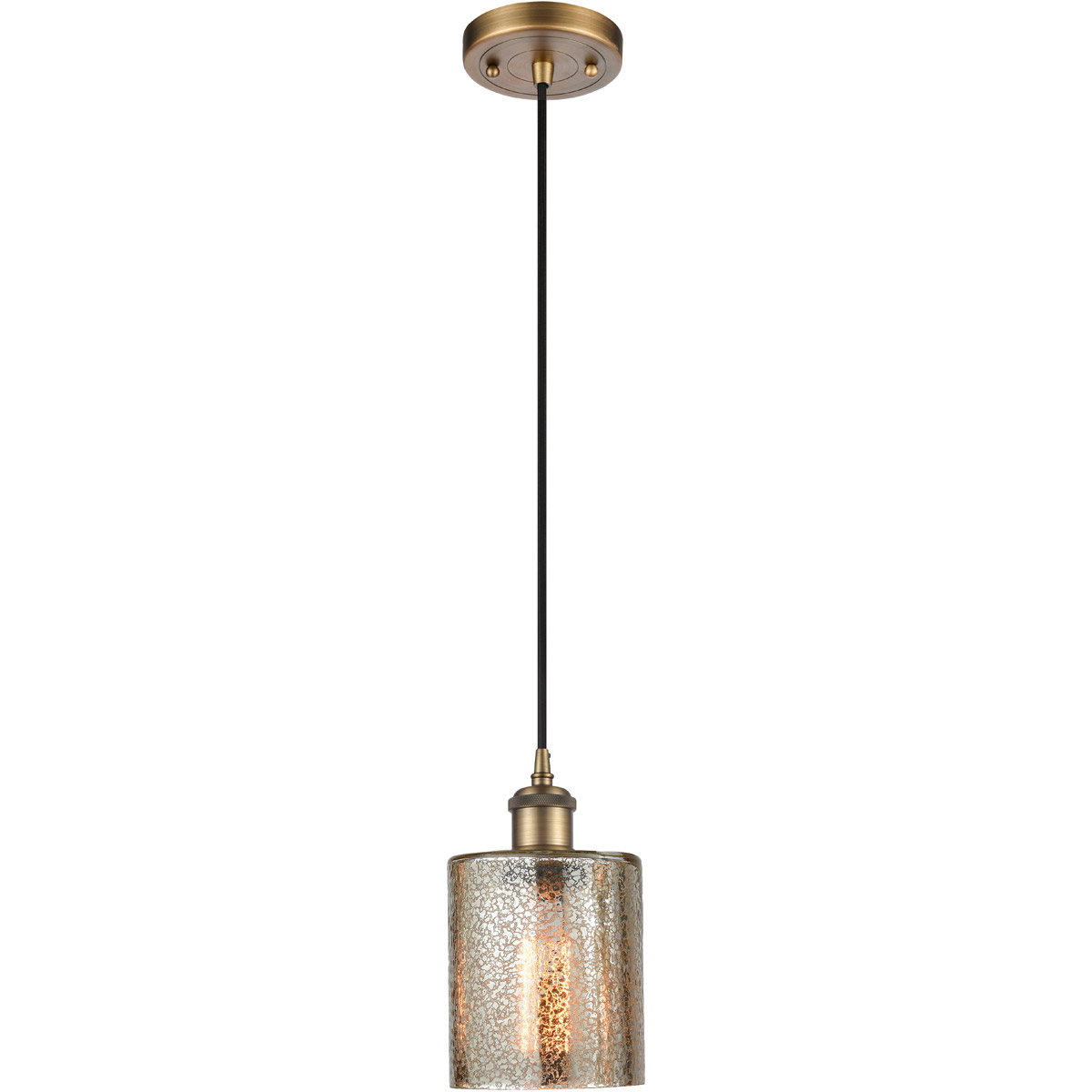 Innovations Lighting 516-1P-BB-G116 Ballston Cobbleskill 1 Light 5 inch Brushed Brass Mini Pendant Ceiling Light in Mercury Glass, Ballston