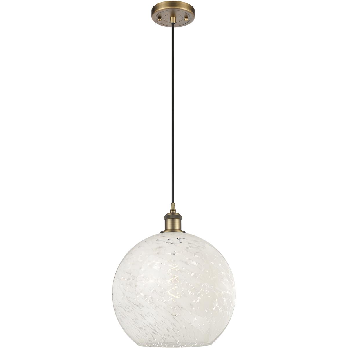 Innovations Lighting 516-1P-BB-G1216-12WM Ballston White Mouchette 1 Light 12 inch Brushed Brass Cord Hung Pendant Ceiling Light