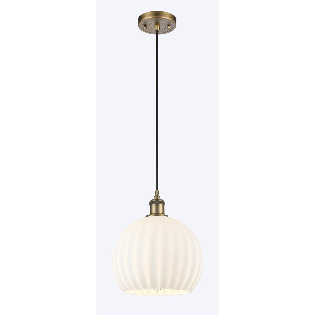 Innovations Lighting 516-1P-BB-G1217-10WV Ballston White Venetian 1 Light 10 inch Brushed Brass Cord Hung Mini Pendant Ceiling Light