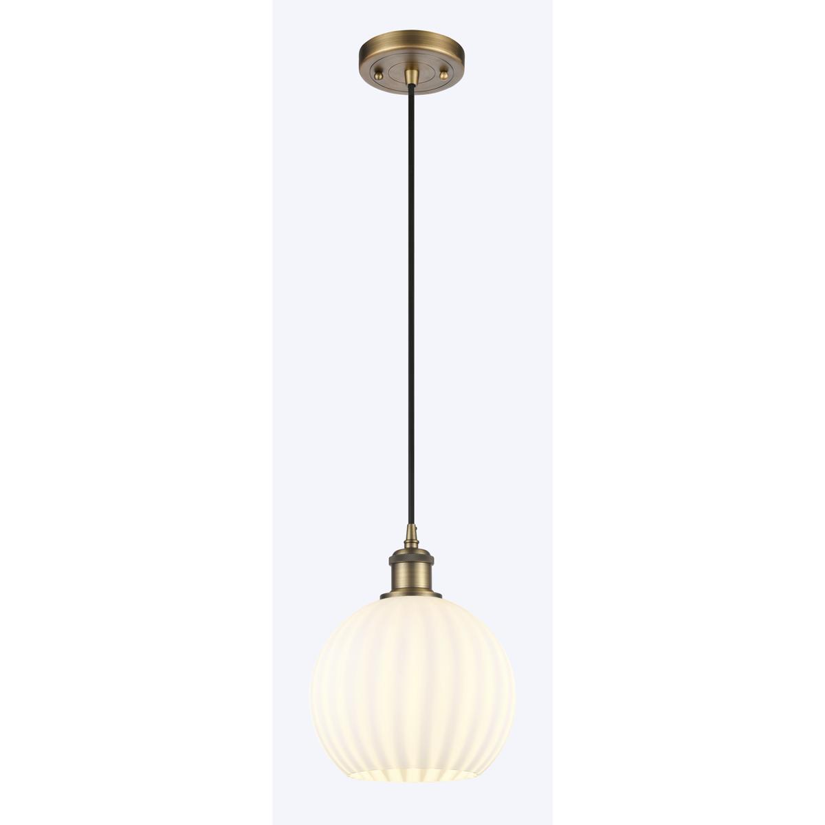 Innovations Lighting 516-1P-BB-G1217-8WV Ballston White Venetian 1 Light 8 inch Brushed Brass Cord Hung Mini Pendant Ceiling Light