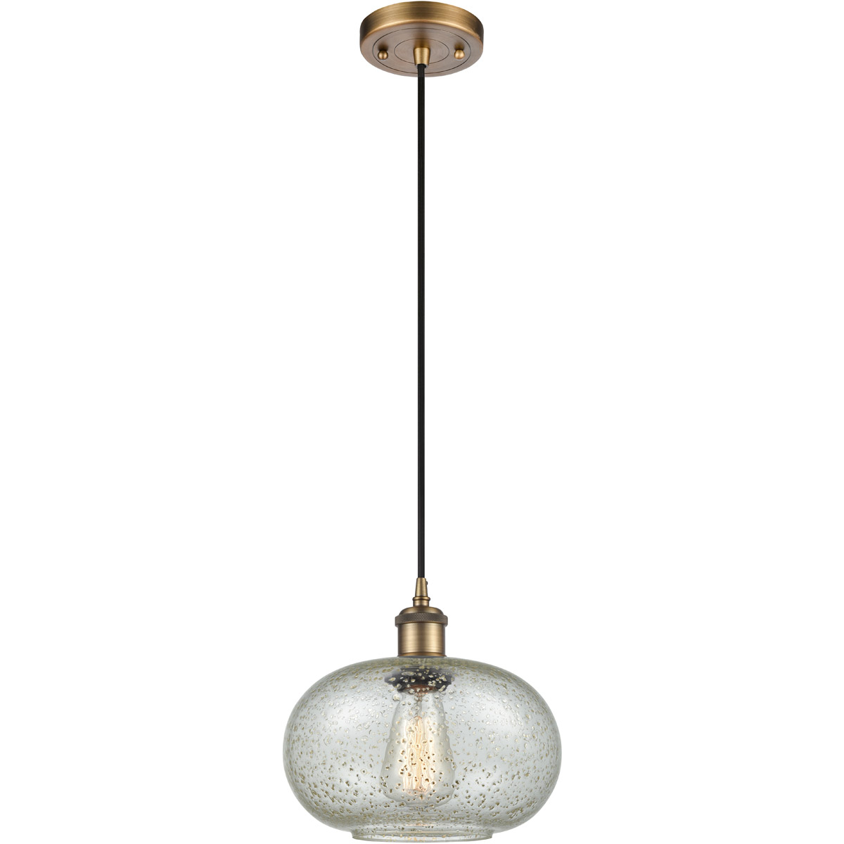 Innovations Lighting 516-1P-BB-G249 Ballston Gorham 1 Light 9.5 inch Brushed Brass Mini Pendant Ceiling Light in Mica Glass, Black Textured, Ballston