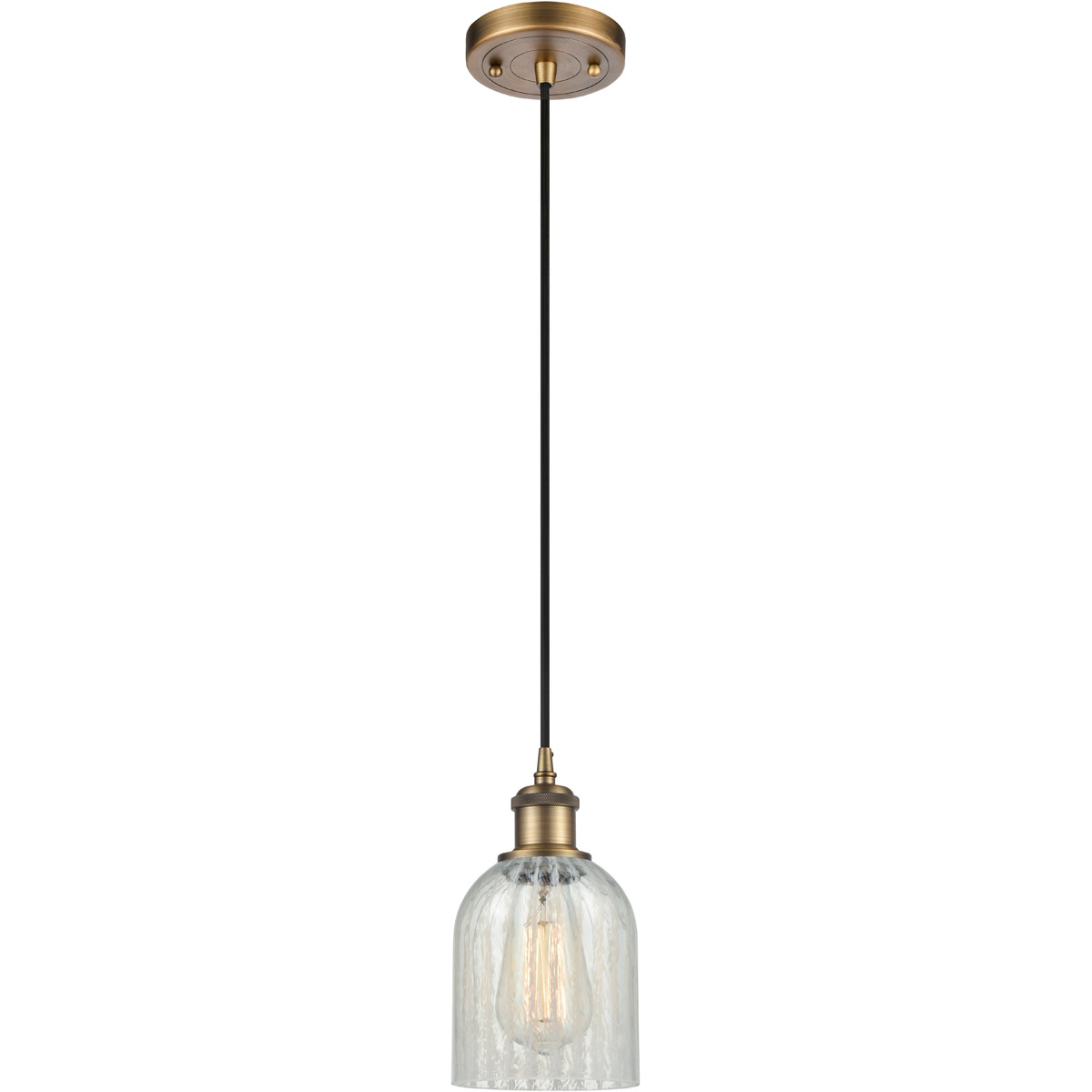 Innovations Lighting 516-1P-BB-G2511 Ballston Caledonia 1 Light 5 inch Brushed Brass Mini Pendant Ceiling Light in Mouchette Glass, Ballston