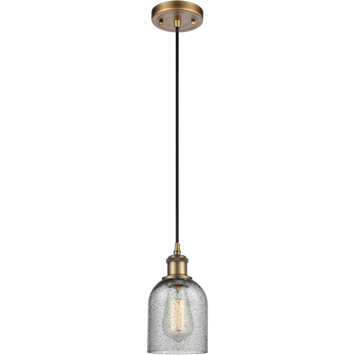 Innovations Lighting 516-1P-BB-G257 Ballston Caledonia 1 Light 5 inch Brushed Brass Mini Pendant Ceiling Light in Charcoal Glass, Ballston