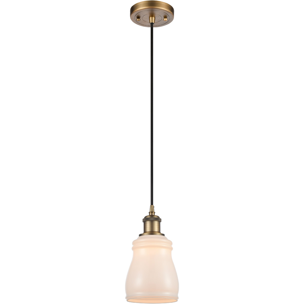 Innovations Lighting 516-1P-BB-G391 Ballston Ellery 1 Light 5 inch Brushed Brass Mini Pendant Ceiling Light in White Glass, Ballston