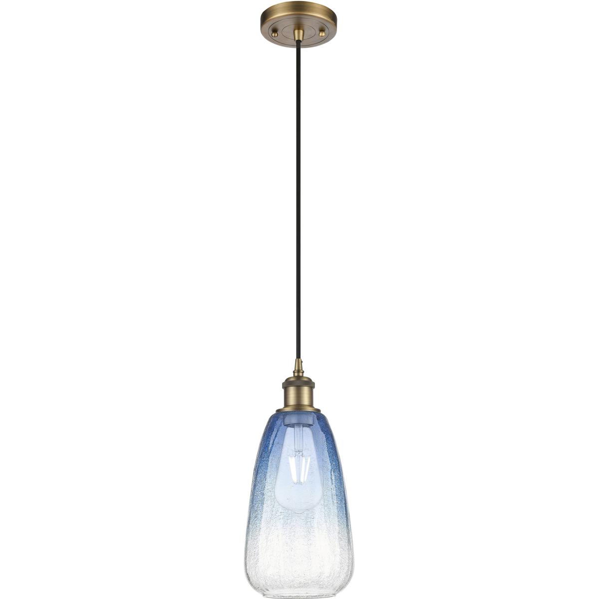 Innovations Lighting 516-1P-BB-G480-6SB Ballston Brookhaven Almond 1 Light 6 inch Brushed Brass Mini Pendant Ceiling Light in Sapphire Blue Glass