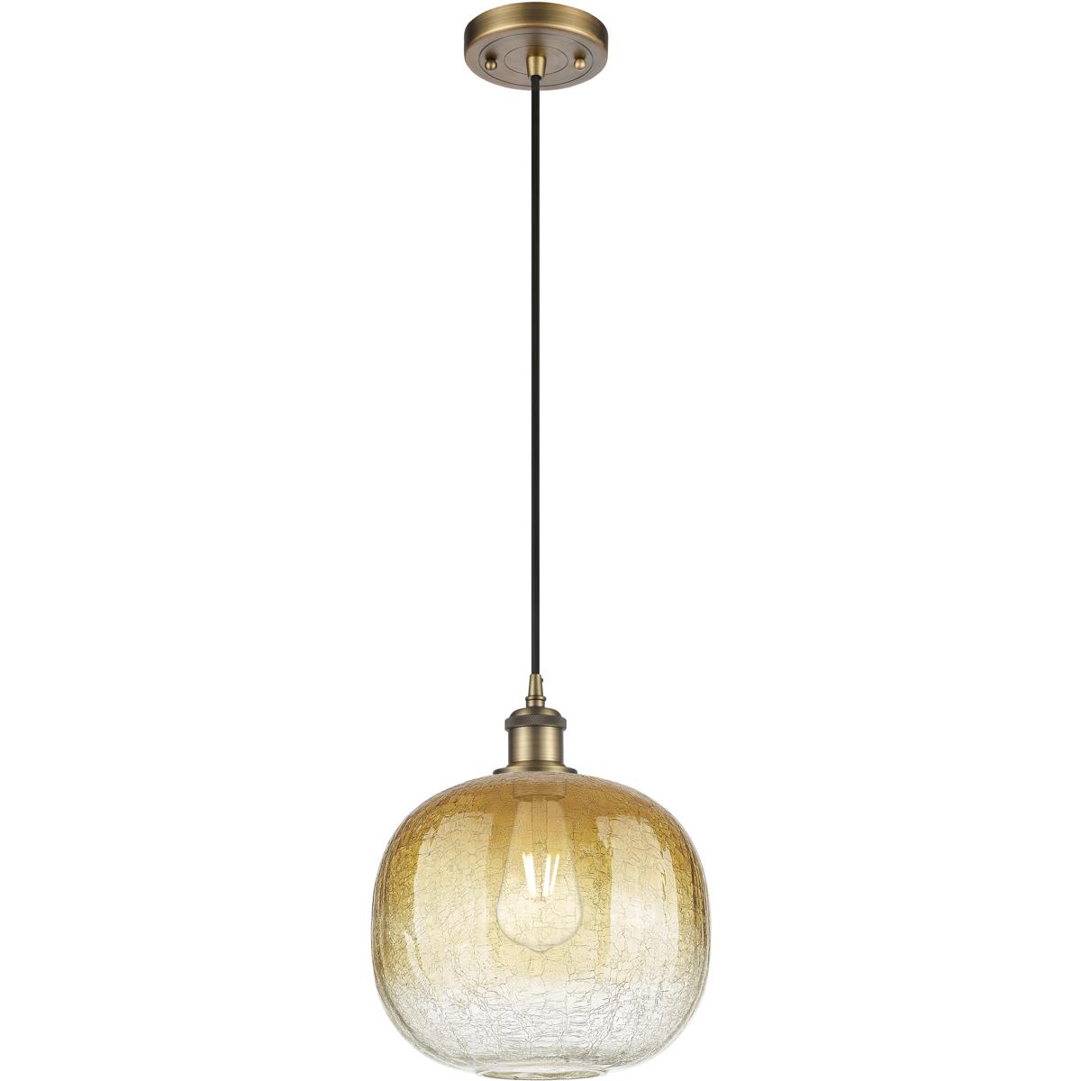 Innovations Lighting 516-1P-BB-G481-10AM Ballston Brookhaven Sphere 1 Light 10.5 inch Brushed Brass Mini Pendant Ceiling Light in Amber Glass