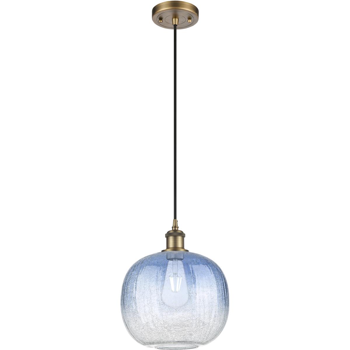 Innovations Lighting 516-1P-BB-G481-10SB Ballston Brookhaven Sphere 1 Light 10.5 inch Brushed Brass Mini Pendant Ceiling Light in Sapphire Blue Glass