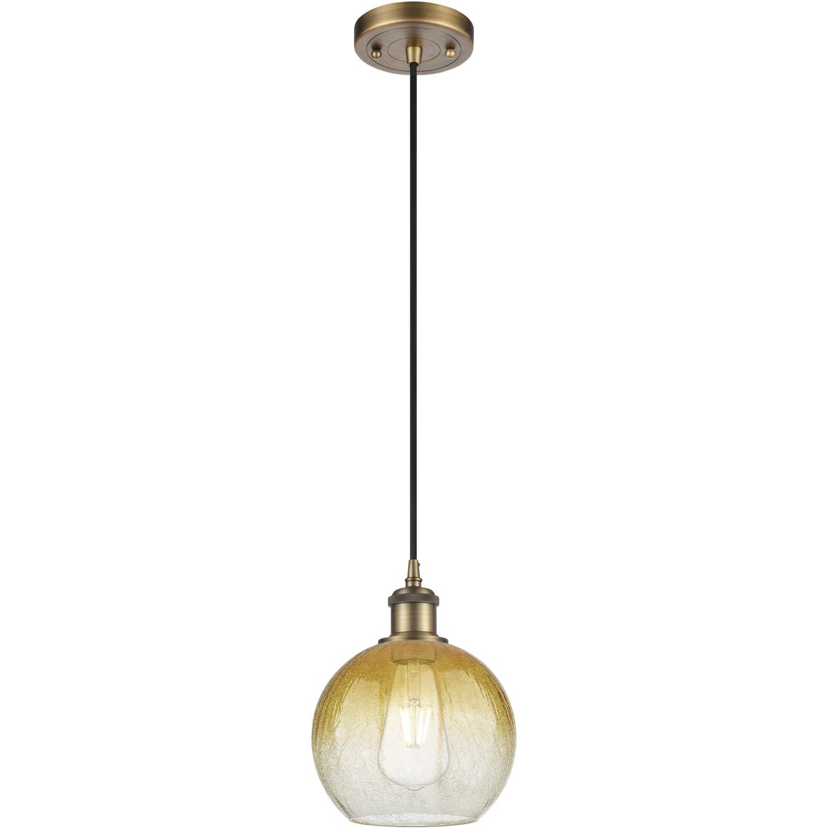 Innovations Lighting 516-1P-BB-G483-8AM Ballston Brookhaven Globe 1 Light 7.88 inch Brushed Brass Mini Pendant Ceiling Light in Amber Glass