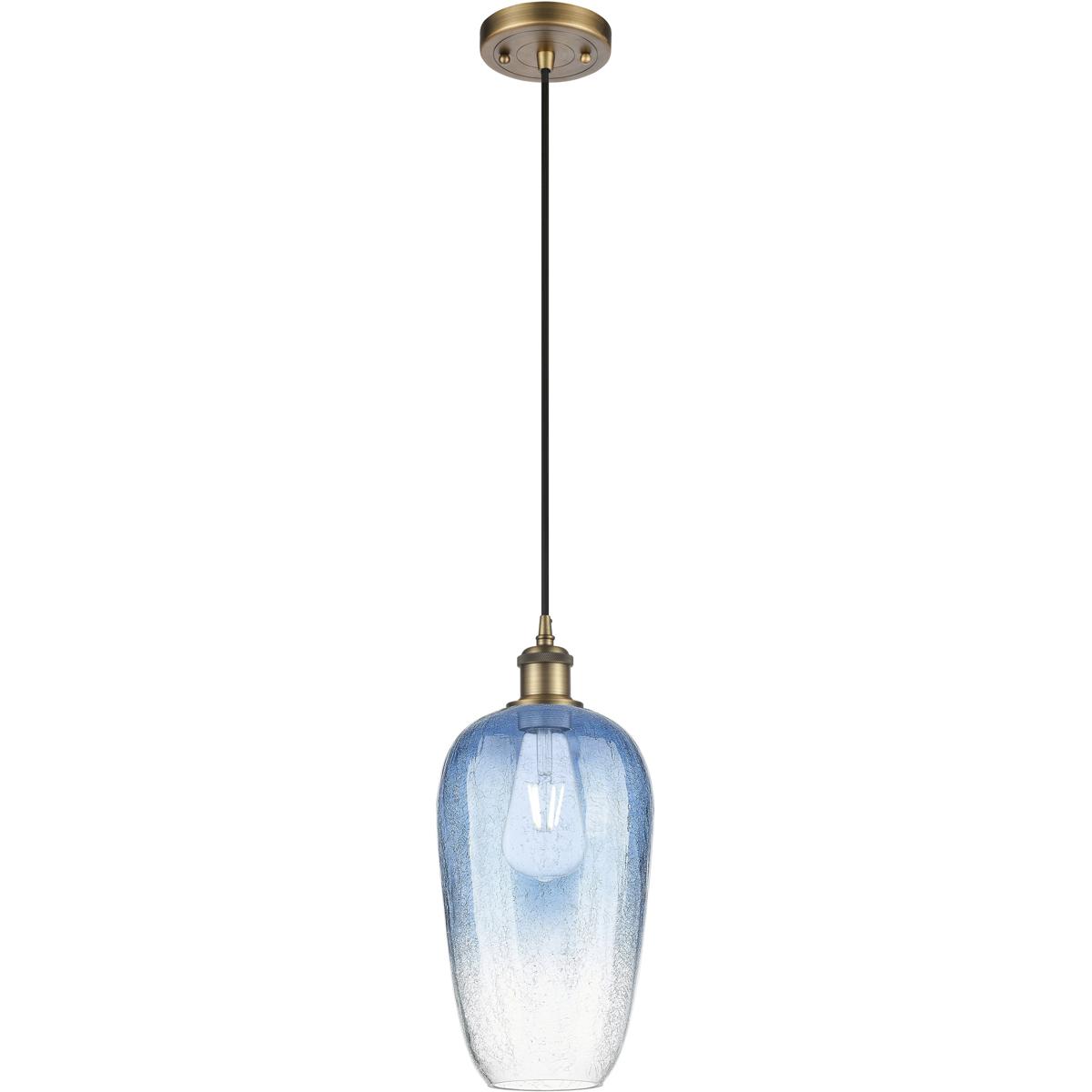 Innovations Lighting 516-1P-BB-G484-7SB Ballston Brookhaven Flute 1 Light 7 inch Brushed Brass Mini Pendant Ceiling Light in Sapphire Blue Glass
