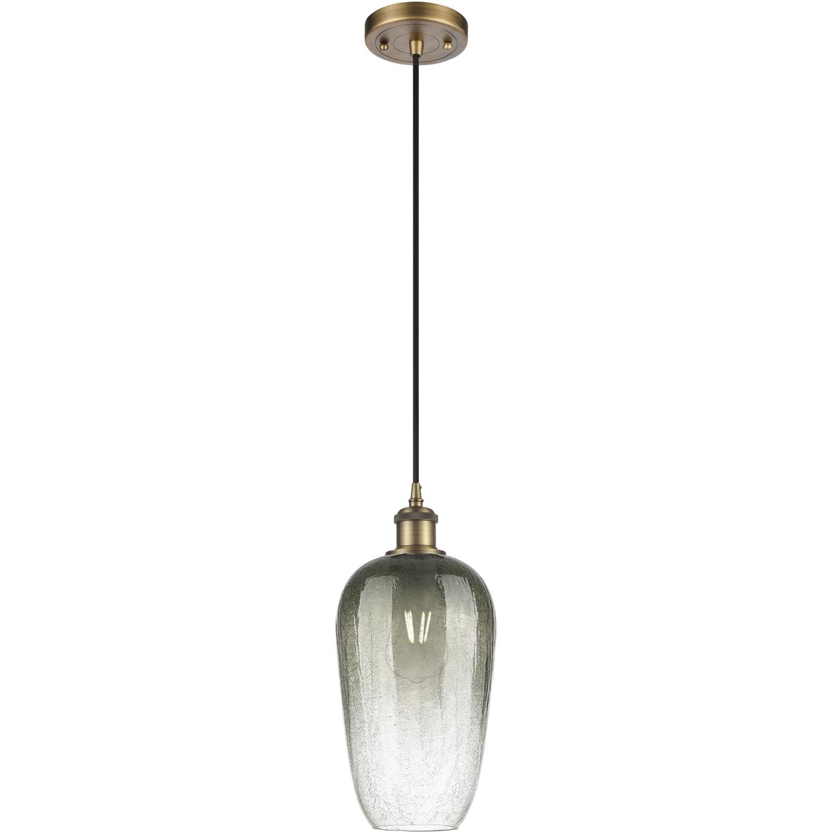 Innovations Lighting 516-1P-BB-G484-7SL Ballston Brookhaven Flute 1 Light 7 inch Brushed Brass Mini Pendant Ceiling Light in Slate Glass