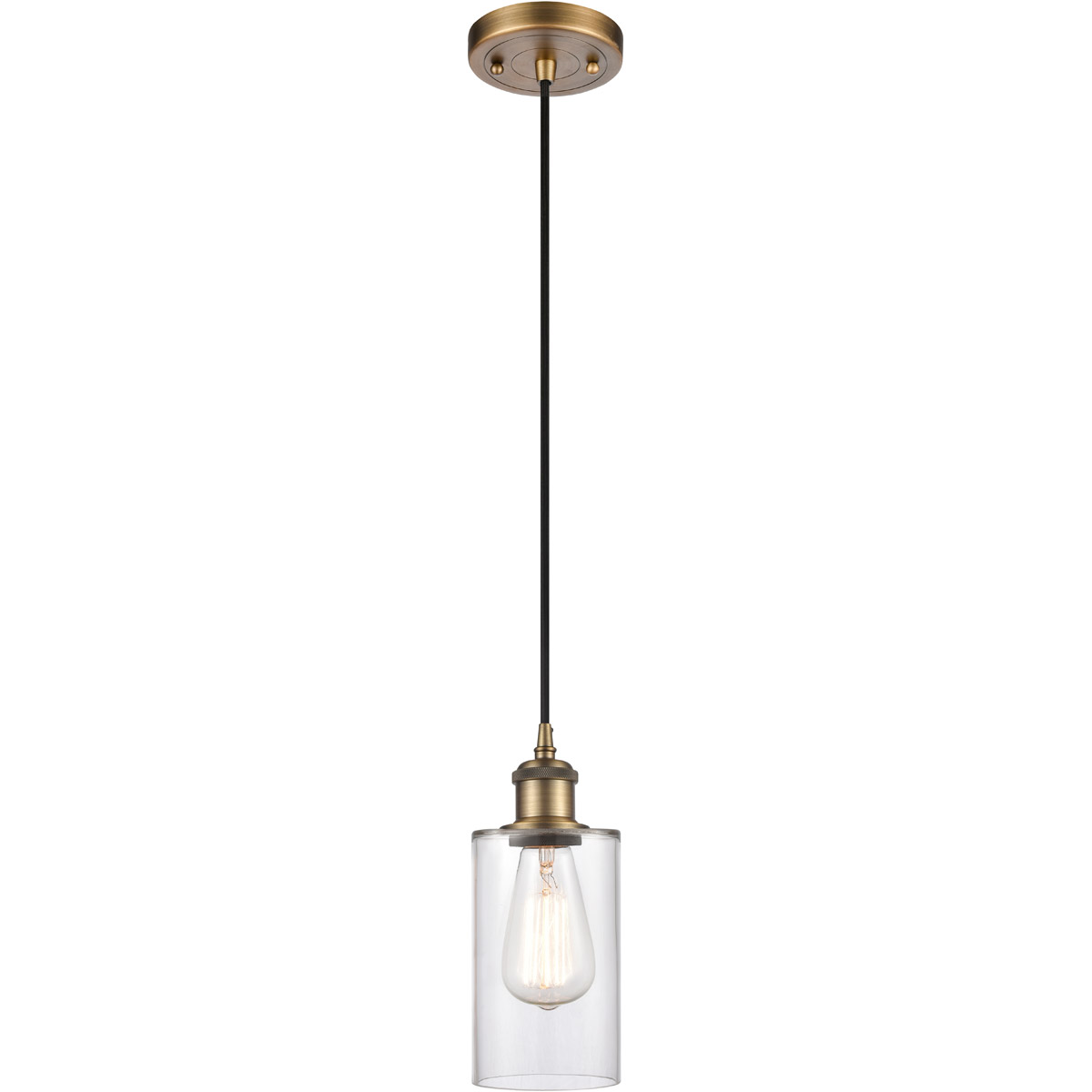 Innovations Lighting 516-1P-BB-G802 Ballston Clymer 1 Light 4 inch Brushed Brass Mini Pendant Ceiling Light in Clear Glass, Ballston