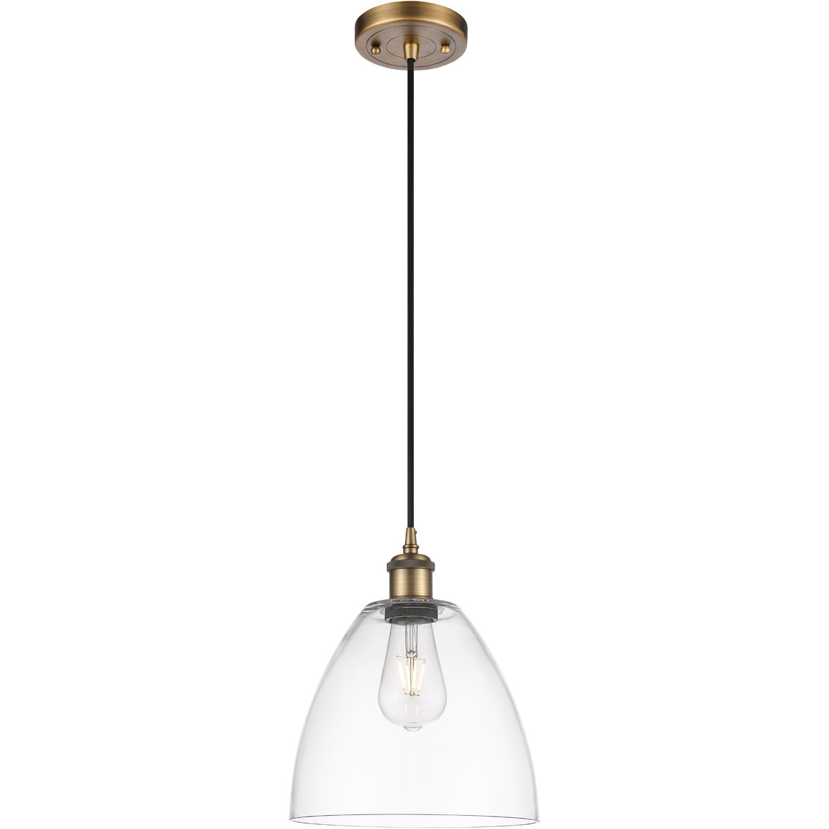 Innovations Lighting 516-1P-BB-GBD-92 Ballston Dome 1 Light 9 inch Brushed Brass Mini Pendant Ceiling Light in Clear Glass