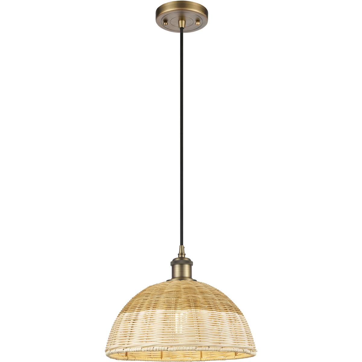 Innovations Lighting 516-1P-BB-NBD2-12-NAT Ballston Bristol Natural II 1 Light 11.75 inch Brushed Brass Mini Pendant Ceiling Light