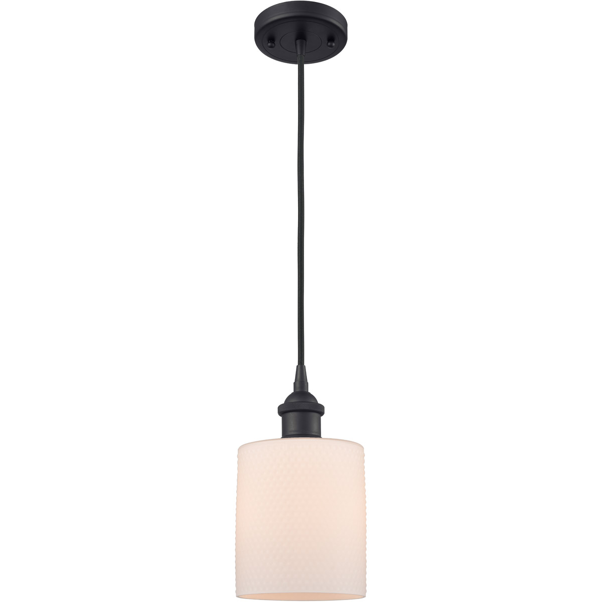 Innovations Lighting 516-1P-BK-G111 Ballston Cobbleskill 1 Light 5 inch Matte Black Mini Pendant Ceiling Light in Matte White Glass, Ballston