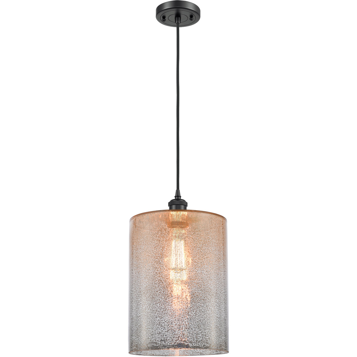 Innovations Lighting 516-1P-BK-G116-L Ballston Large Cobbleskill 1 Light 9 inch Matte Black Mini Pendant Ceiling Light in Mercury Glass, Ballston