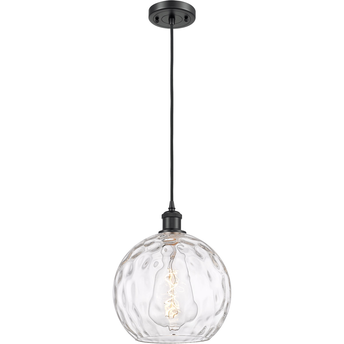 Innovations Lighting 516-1P-BK-G1215-10-LED Ballston Athens Water Glass LED 10 inch Matte Black Mini Pendant Ceiling Light
