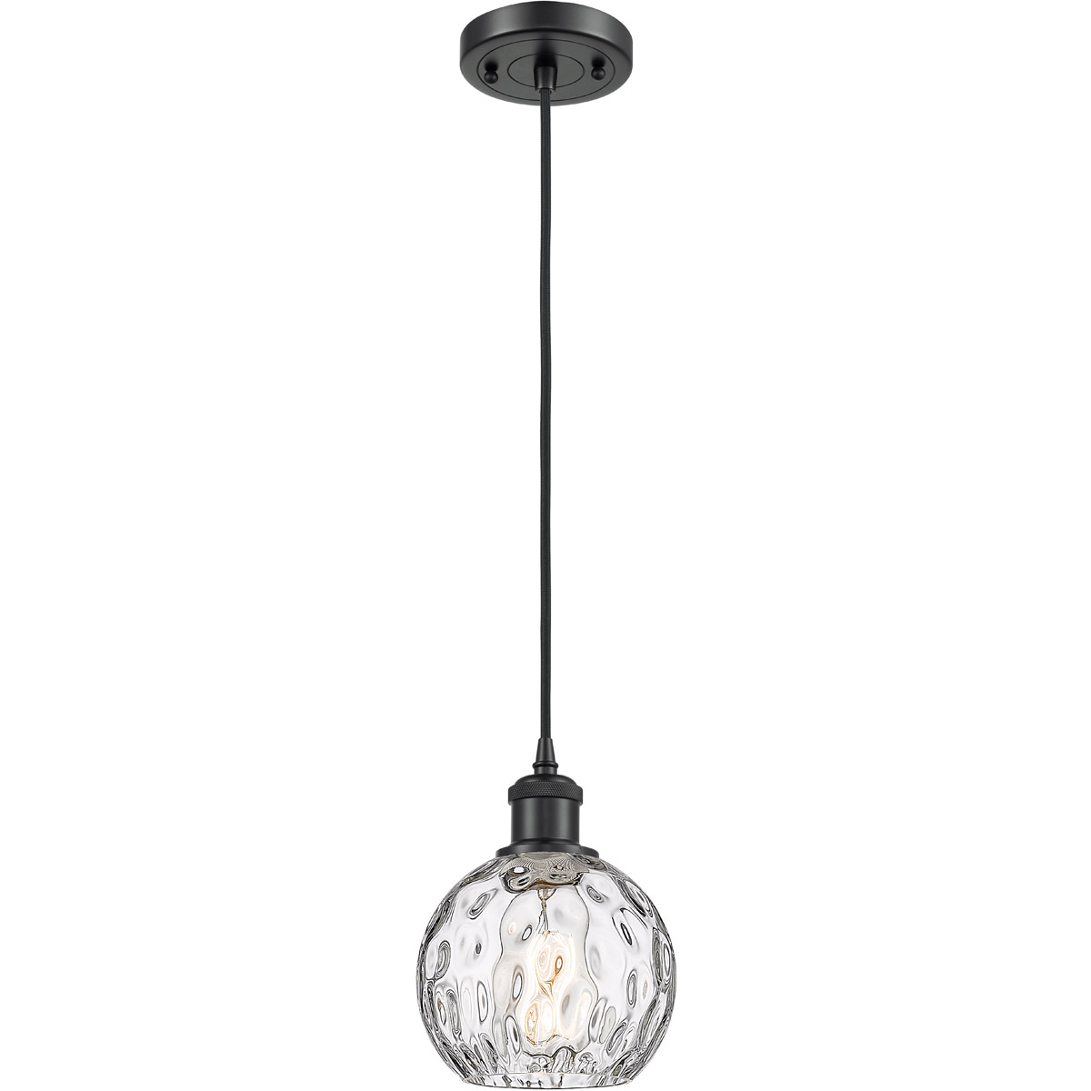 Innovations Lighting 516-1P-BK-G1215-6-LED Ballston Athens Water Glass LED 6 inch Matte Black Mini Pendant Ceiling Light