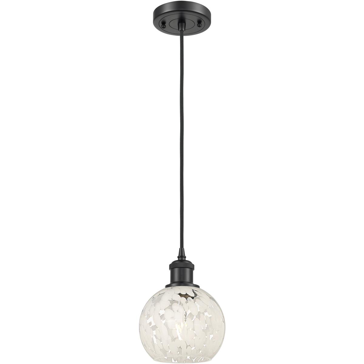 Innovations Lighting 516-1P-BK-G1216-6WM Ballston White Mouchette 1 Light 6 inch Matte Black Cord Hung Mini Pendant Ceiling Light