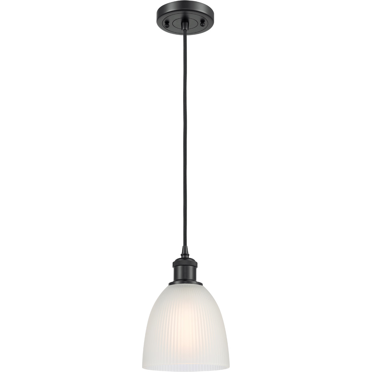 Innovations Lighting 516-1P-BK-G381-LED Ballston Castile LED 6 inch Matte Black Mini Pendant Ceiling Light in White Glass, Black Textured, Ballston