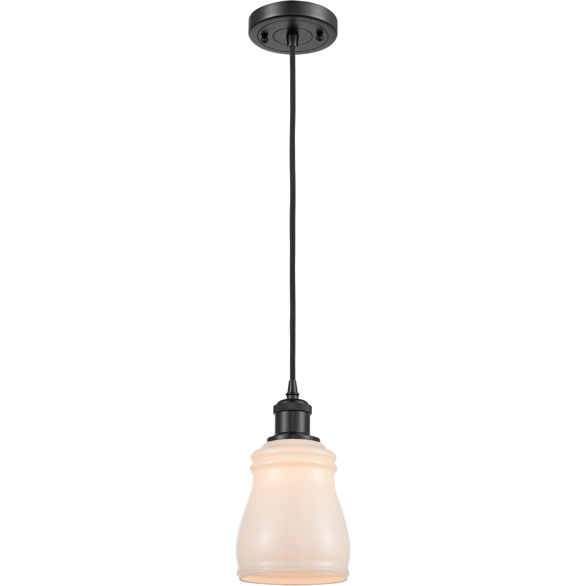Innovations Lighting 516-1P-BK-G391 Ballston Ellery 1 Light 5 inch Matte Black Mini Pendant Ceiling Light in White Glass, Ballston