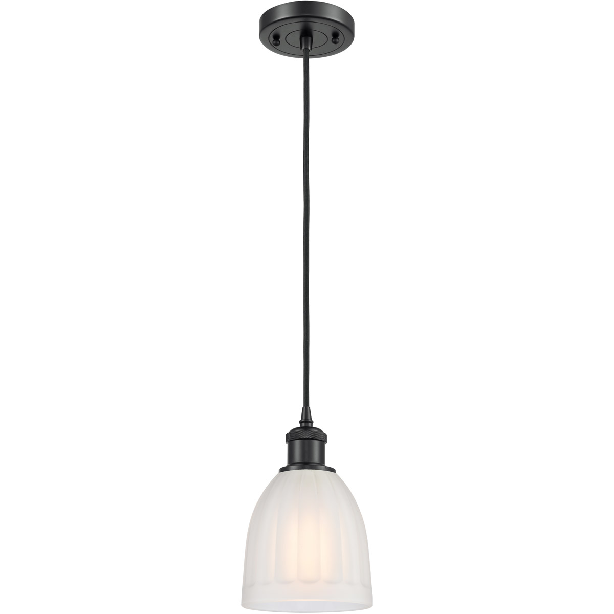Innovations Lighting 516-1P-BK-G441-LED Ballston Brookfield LED 5.75 inch Matte Black Mini Pendant Ceiling Light in White Glass, Black Textured, Balls