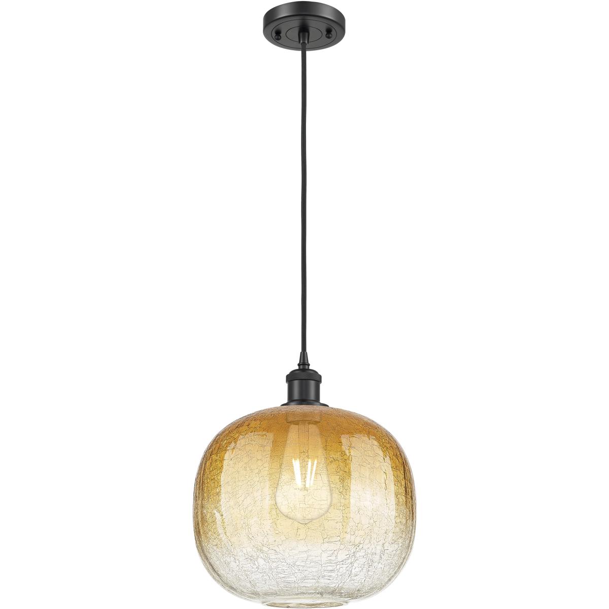 Innovations Lighting 516-1P-BK-G481-10AM Ballston Brookhaven Sphere 1 Light 10.5 inch Matte Black Mini Pendant Ceiling Light in Amber Glass