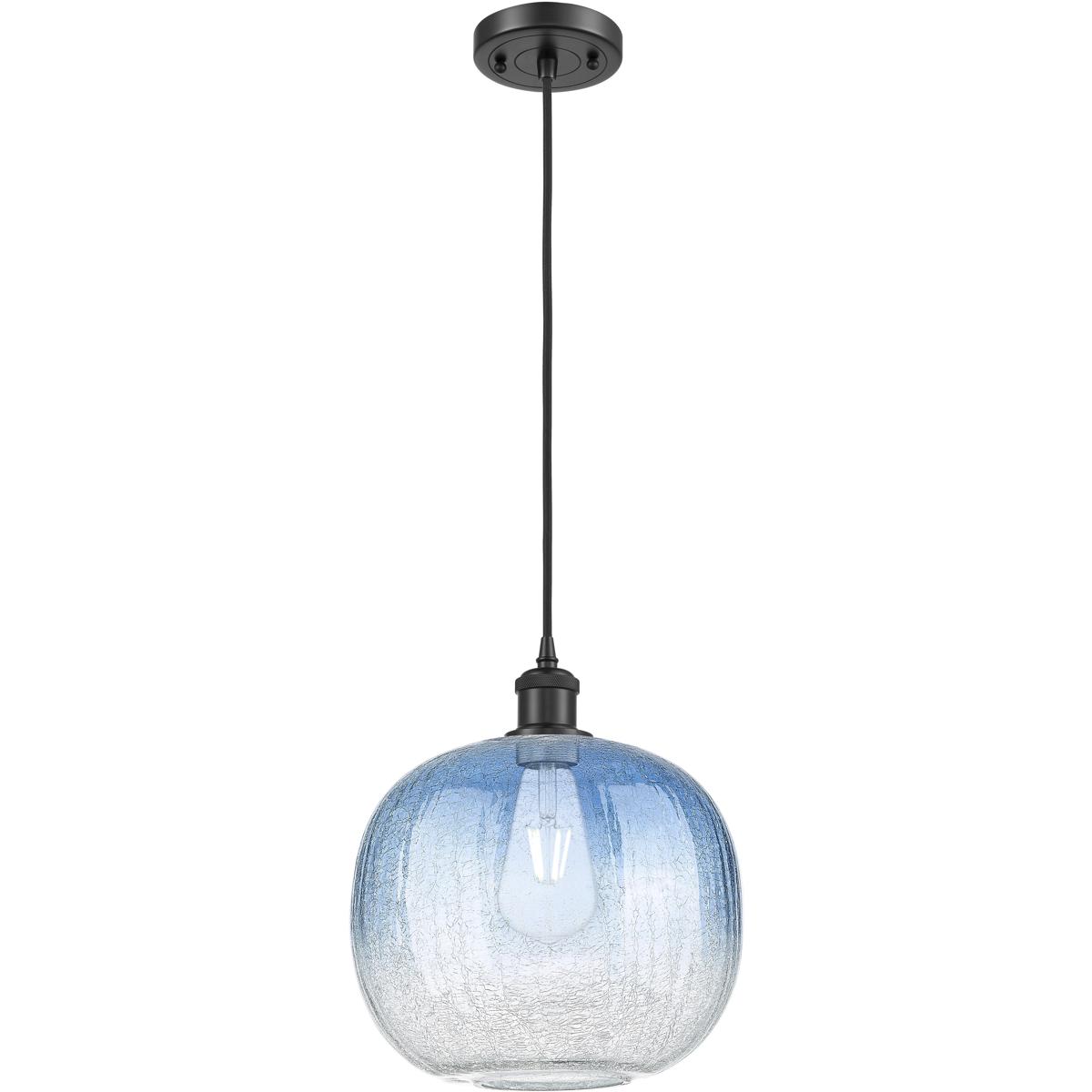 Innovations Lighting 516-1P-BK-G481-10SB Ballston Brookhaven Sphere 1 Light 10.5 inch Matte Black Mini Pendant Ceiling Light in Sapphire Blue Glass