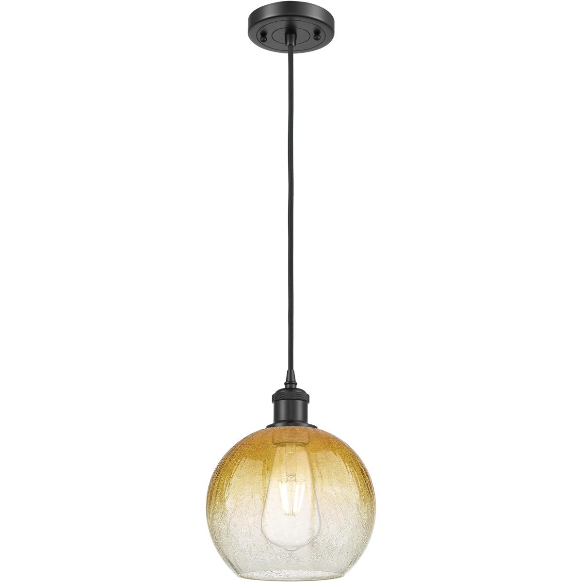 Innovations Lighting 516-1P-BK-G483-8AM Ballston Brookhaven Globe 1 Light 7.88 inch Matte Black Mini Pendant Ceiling Light in Amber Glass