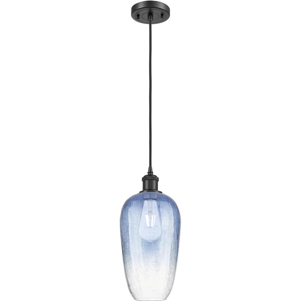 Innovations Lighting 516-1P-BK-G484-7SB Ballston Brookhaven Flute 1 Light 7 inch Matte Black Mini Pendant Ceiling Light in Sapphire Blue Glass