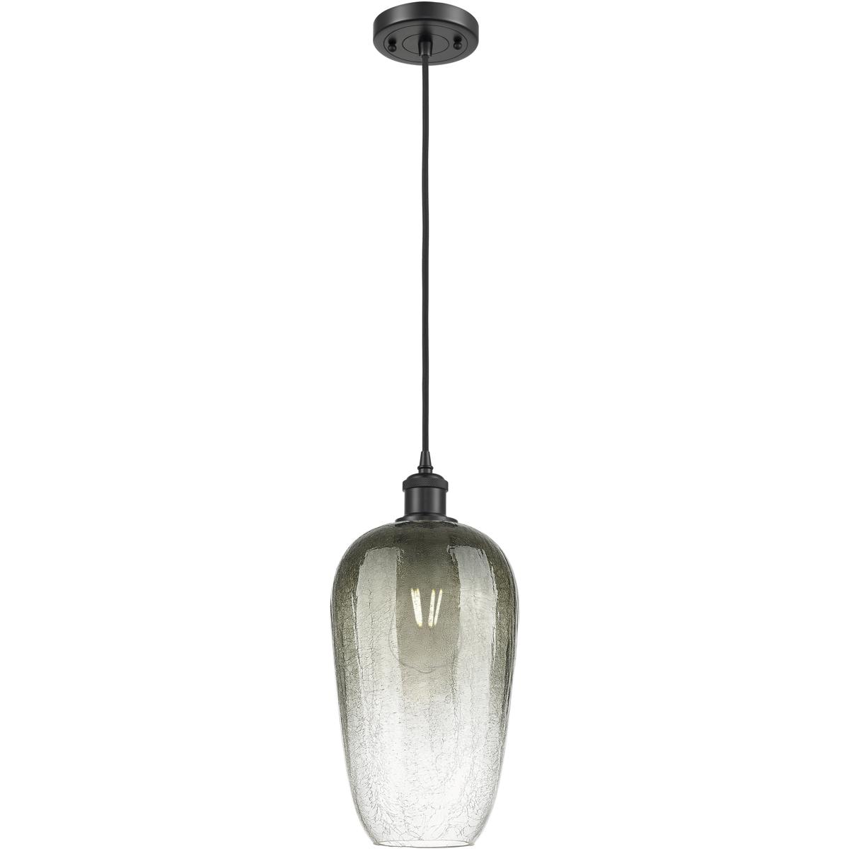 Innovations Lighting 516-1P-BK-G484-7SL Ballston Brookhaven Flute 1 Light 7 inch Matte Black Mini Pendant Ceiling Light in Slate Glass