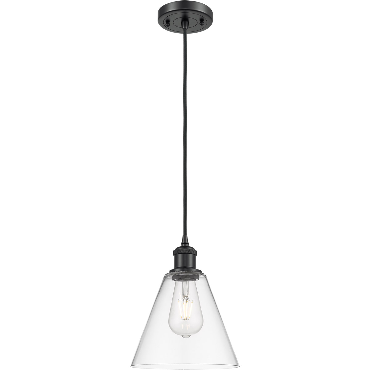 Innovations Lighting 516-1P-BK-GBC-82 Ballston Cone 1 Light 8 inch Matte Black Mini Pendant Ceiling Light in Clear Glass
