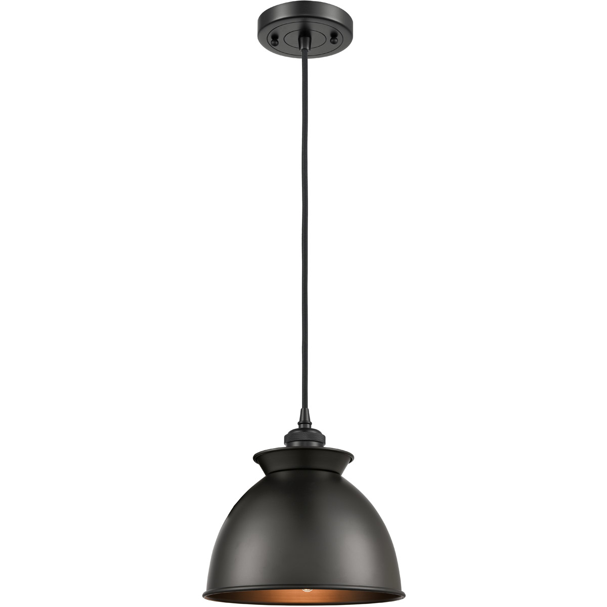 Innovations Lighting 516-1P-PN-M14-BK-LED Ballston Adirondack LED 8 inch Polished Nickel Mini Pendant Ceiling Light in Matte Black, Ballston